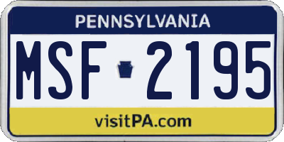 PA license plate MSF2195