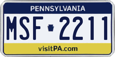 PA license plate MSF2211