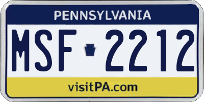 PA license plate MSF2212