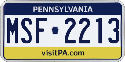 PA license plate MSF2213
