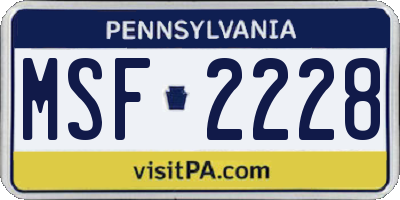 PA license plate MSF2228