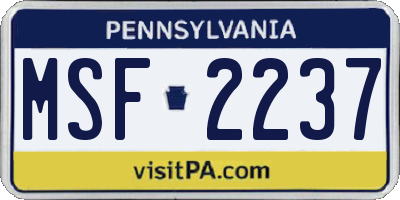 PA license plate MSF2237