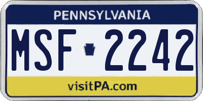 PA license plate MSF2242