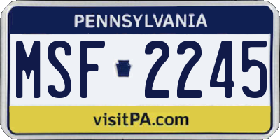 PA license plate MSF2245