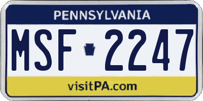 PA license plate MSF2247