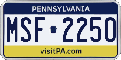 PA license plate MSF2250