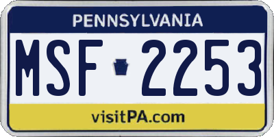 PA license plate MSF2253