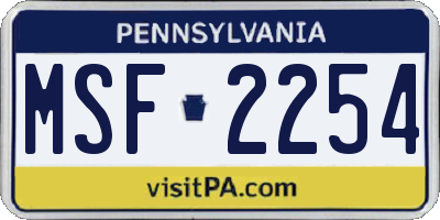 PA license plate MSF2254