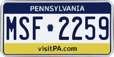 PA license plate MSF2259