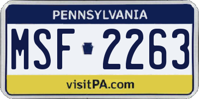 PA license plate MSF2263