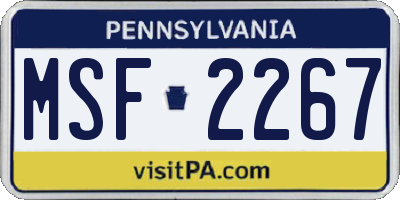 PA license plate MSF2267