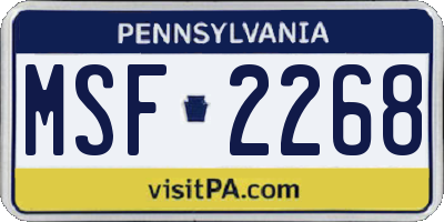 PA license plate MSF2268