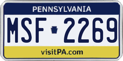 PA license plate MSF2269