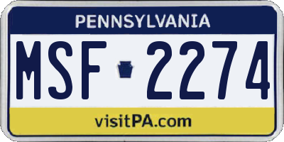 PA license plate MSF2274