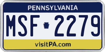 PA license plate MSF2279