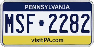 PA license plate MSF2282