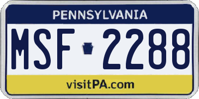 PA license plate MSF2288