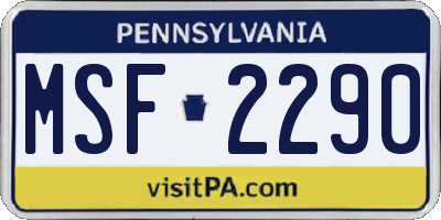 PA license plate MSF2290