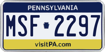 PA license plate MSF2297