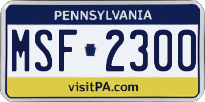 PA license plate MSF2300