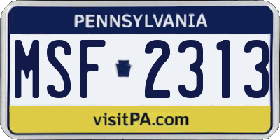 PA license plate MSF2313