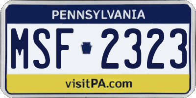 PA license plate MSF2323