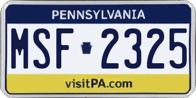 PA license plate MSF2325