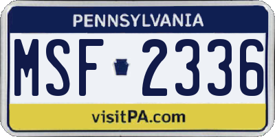 PA license plate MSF2336