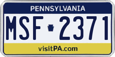 PA license plate MSF2371