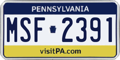 PA license plate MSF2391