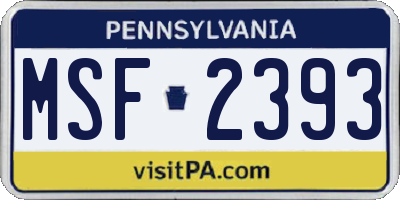 PA license plate MSF2393