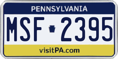 PA license plate MSF2395