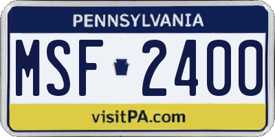 PA license plate MSF2400