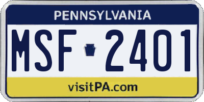 PA license plate MSF2401