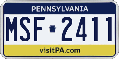 PA license plate MSF2411