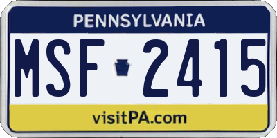 PA license plate MSF2415