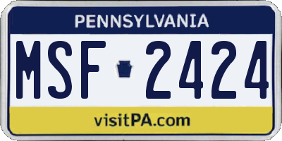 PA license plate MSF2424