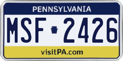 PA license plate MSF2426