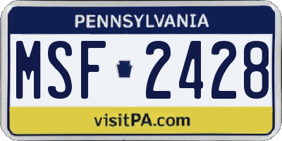 PA license plate MSF2428