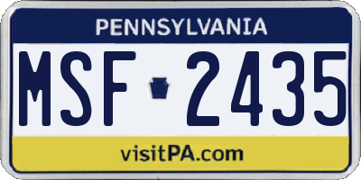 PA license plate MSF2435