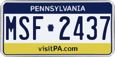 PA license plate MSF2437