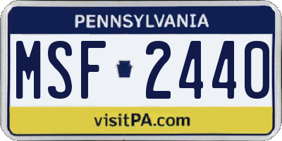 PA license plate MSF2440