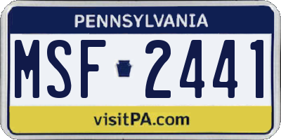 PA license plate MSF2441