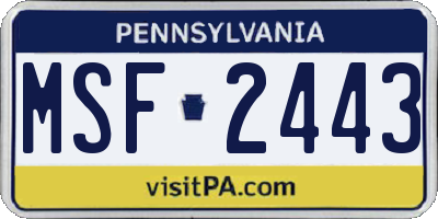 PA license plate MSF2443