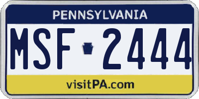 PA license plate MSF2444