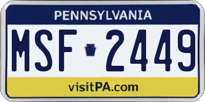 PA license plate MSF2449
