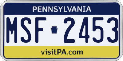PA license plate MSF2453