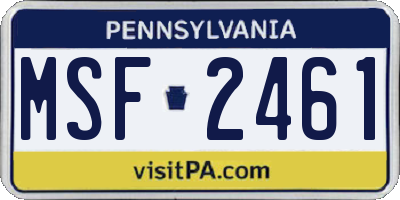 PA license plate MSF2461