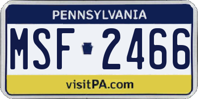 PA license plate MSF2466
