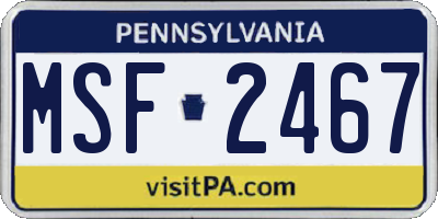 PA license plate MSF2467